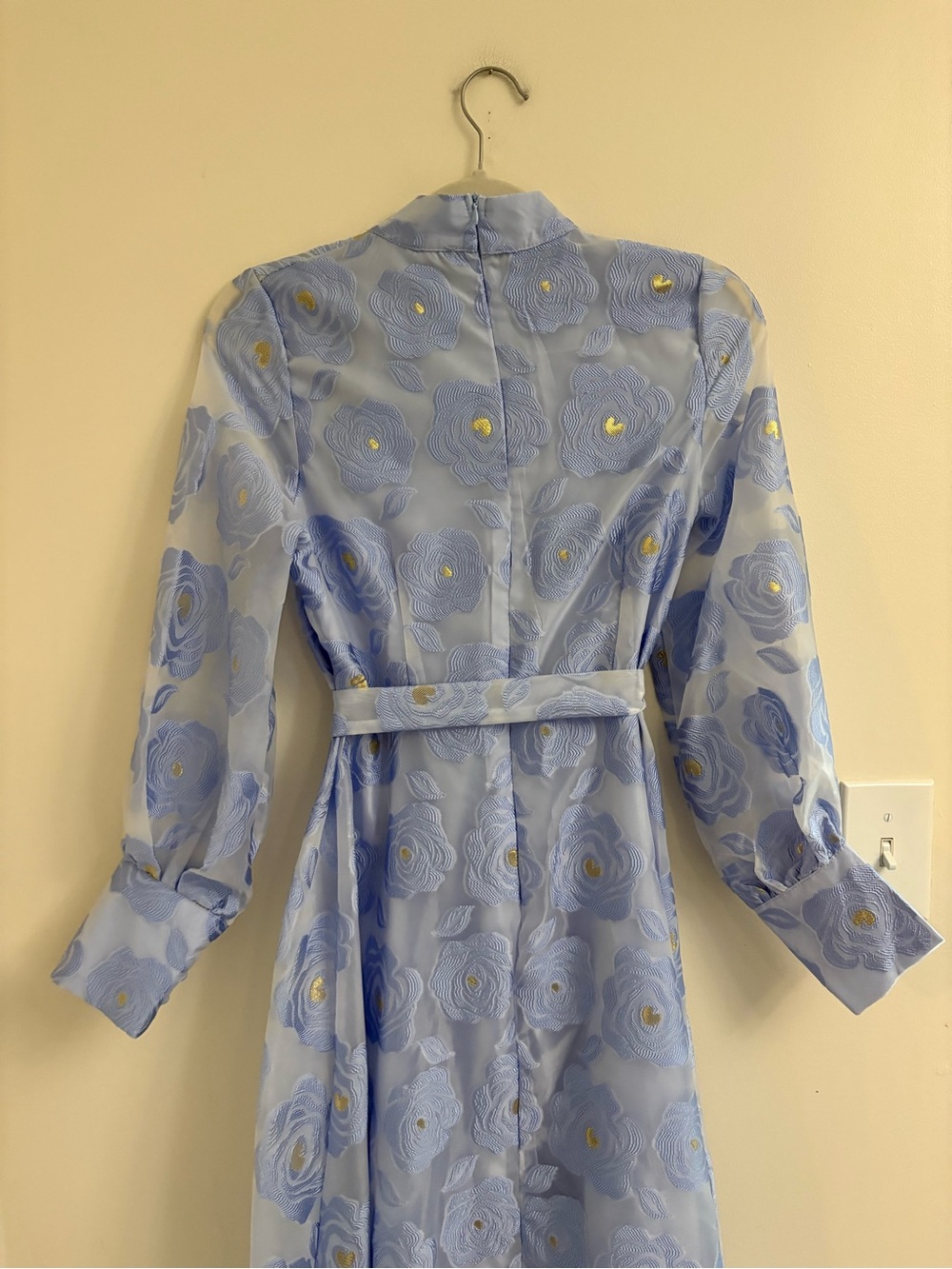 Dalia MacPhee Periwinkle Floral Jacquard Organza Maxi Dress D2256 NWT - Picture 10 of 16